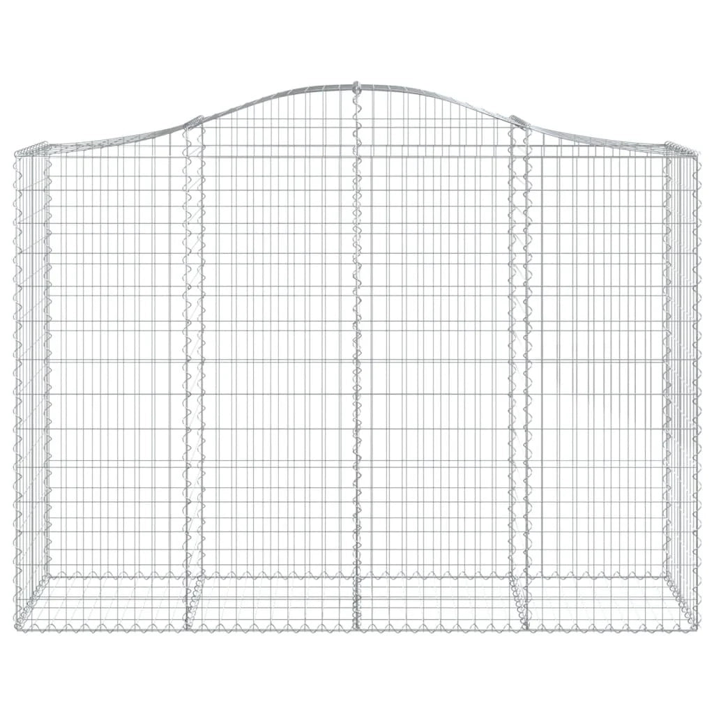 Cestini gabbioni recinzione a gabbia muro di contenimento ad arco 1 set da 4 200 x 50 x 140/160 cm ferro zincato argento 02_0040576