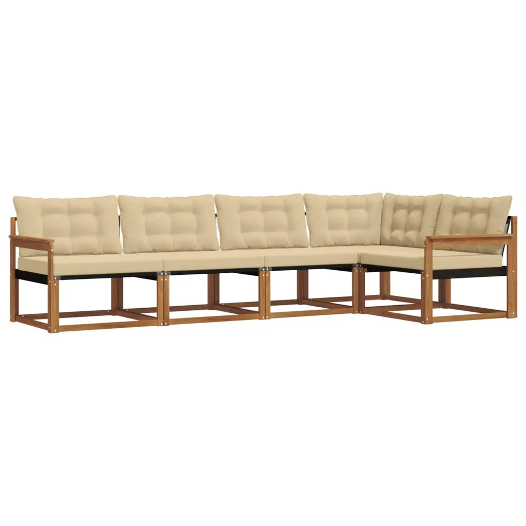 Set di divani da esterno con cuscino 5 pcs Naturale e Beige