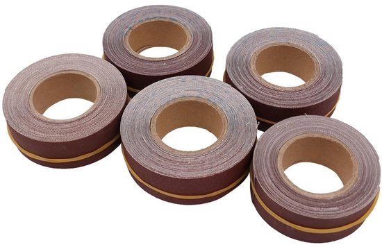 Set di carta abrasiva a rulli 6 metri - Corso 150/240/320/400/600 - Cinque rulli - Tessuto in nylon - Liscivia fine - 532 gram - Striscia abrasiva