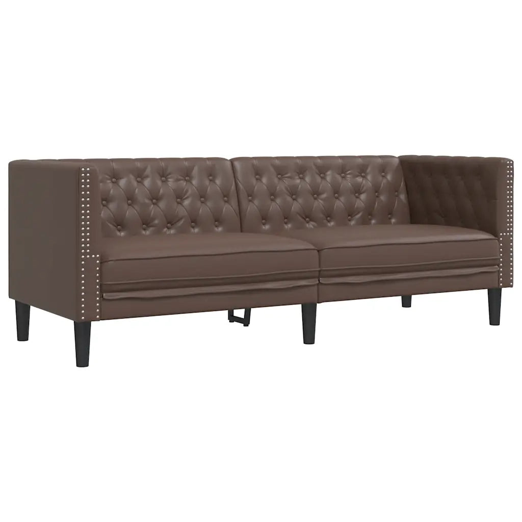 Set Divani Chesterfield 3pz Marrone in Similpelle 3209269