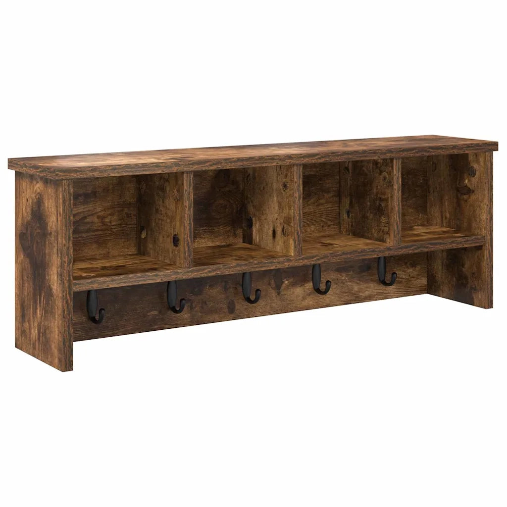 Appendiabiti a muro con lo scaffale Rovere fumé 75 x 16 x 26 cm 874319