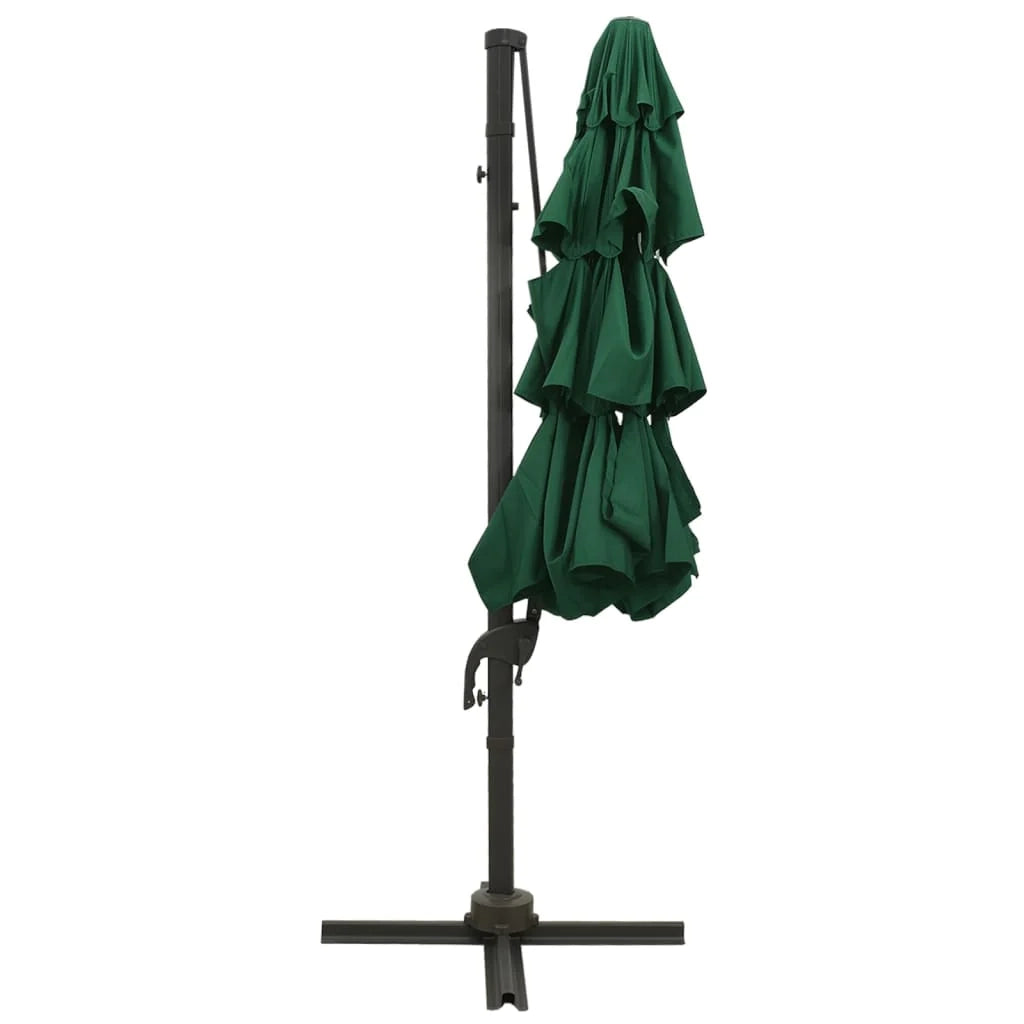 Ombrellone a quattro livelli con palo in alluminio 3 x 3 m verde 02_0008799