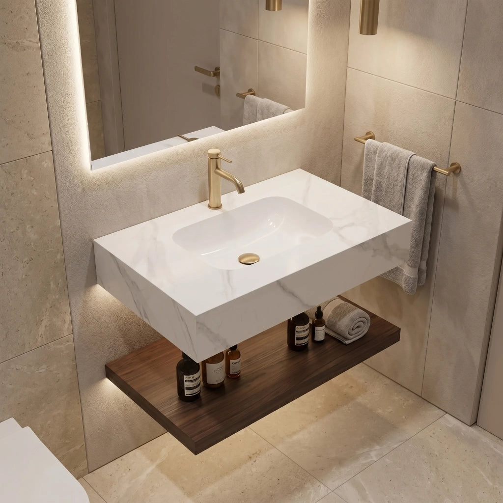 Lavabo Sospeso Rea Aresa Belt White 80