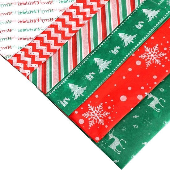 Pannelli di carta per decorazioni natalizie - 60 pezzi, 50x50 cm - Carta colorata per artigianato natalizio con motivi di neve, onde, elicottero, strisce, lettere, albero di Natale.