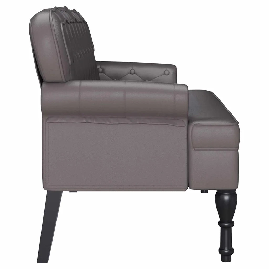 Panca Chesterfield Grigio 119,5 x 64,5 x 75 cm Pelle Sintetica 42019297