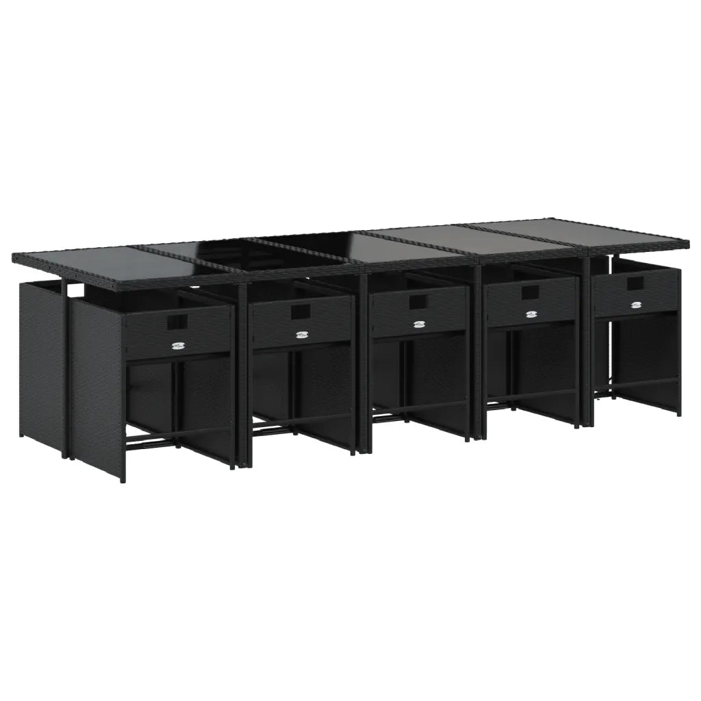 Set da Pranzo da Giardino 11 pz con Cuscini in Polyrattan Nero 3277877