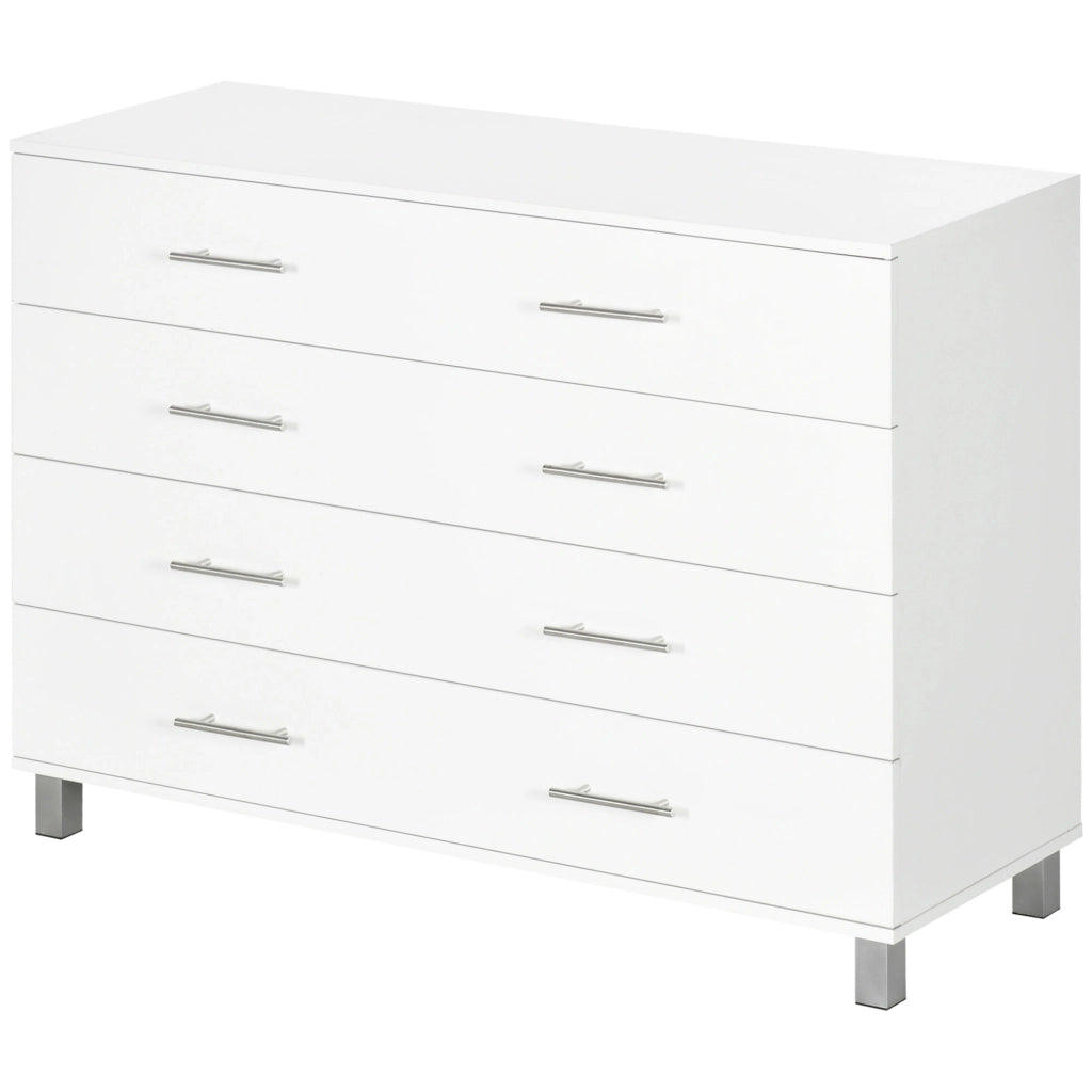 Cassettiera Moderna con 4 Cassetti ¨C Zephmum ¨C Bianco 112x38x81 cm