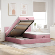 Struttura Letto Pouf con Materassi Rosa 180x200 cm Velluto