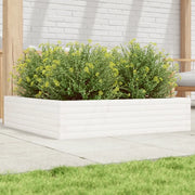 Fioriera da Giardino-Vaso da Esterno Bianca 100x100x23 cm Legno Massello Pino