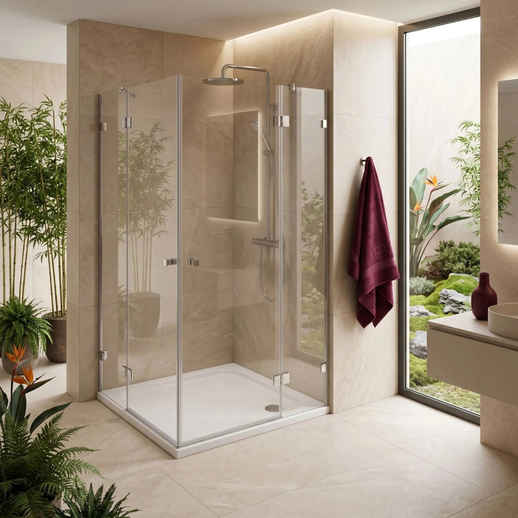 Piatto Doccia Acrilico Rea Belmond White 80x80 Copertura oro spazzolato
