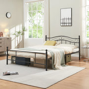 Letto Francese Florenz in Acciaio con Testiera Alta Decorativa 140 x 200 cm Nero [en.casa]