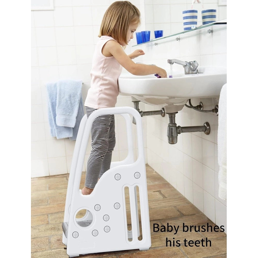 Trade Shop - Sgabello Per Bambini Piccoli Scala A Pioli Per Bagno Cucina Toilette Con Manici -