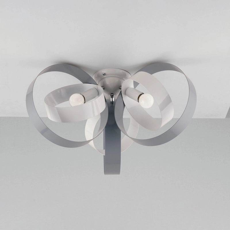 Plafoniera moderna in ferro tre luci Bianco Grigio tre luci 44x h26 cm
