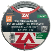 1pz cavetto acciaio zincato 42f d. 1,5 mt 25 cod:ferx.1834