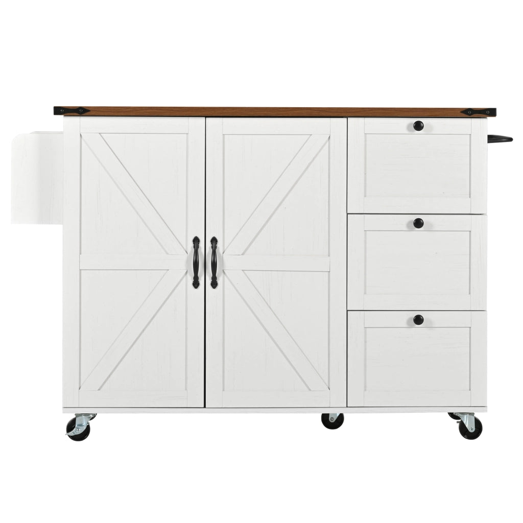 Isola Cucina con Piano Estraibile e 2 Ante 3 Cassetti ¨C MINIMAL ¨C Legno