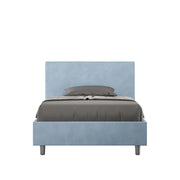 Letto una piazza e mezza senza rete imbottito 120x190 microfibra azzurro Adele