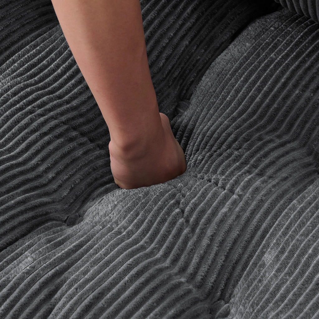 Pouf, divano letto pieghevole, velluto a coste, schienale regolabile, pronto all'uso, grigio