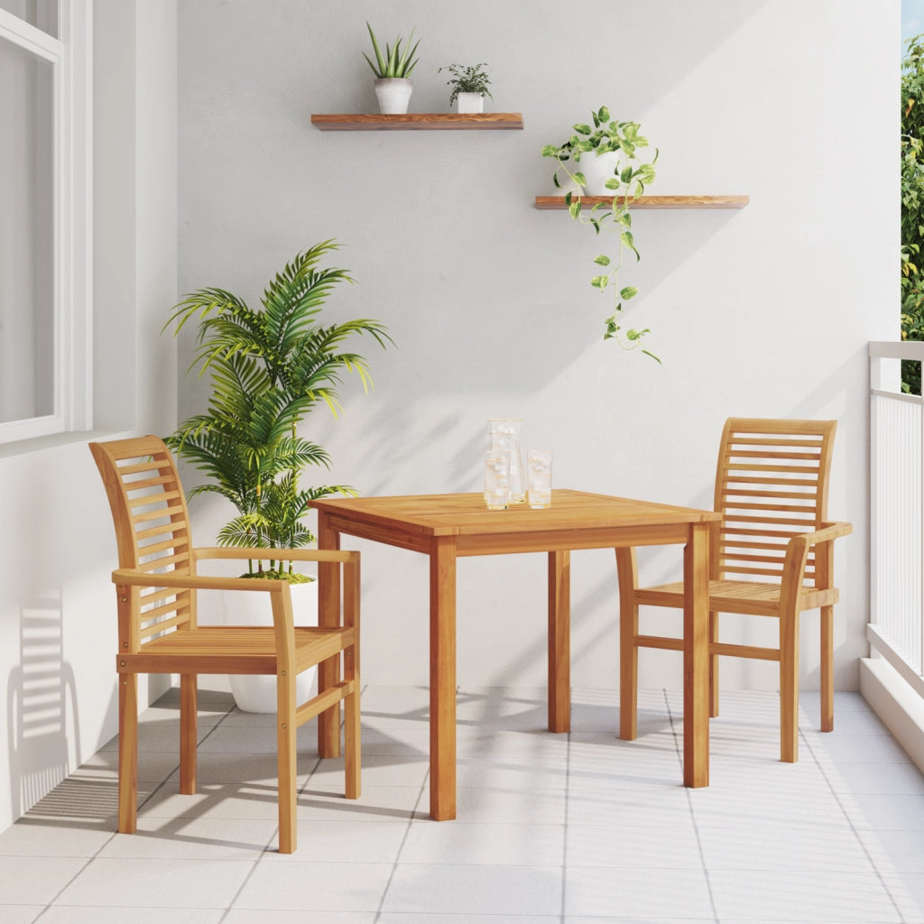 Sedia da Giardino Impilabile 2 pcs in Legno Massello di Teak