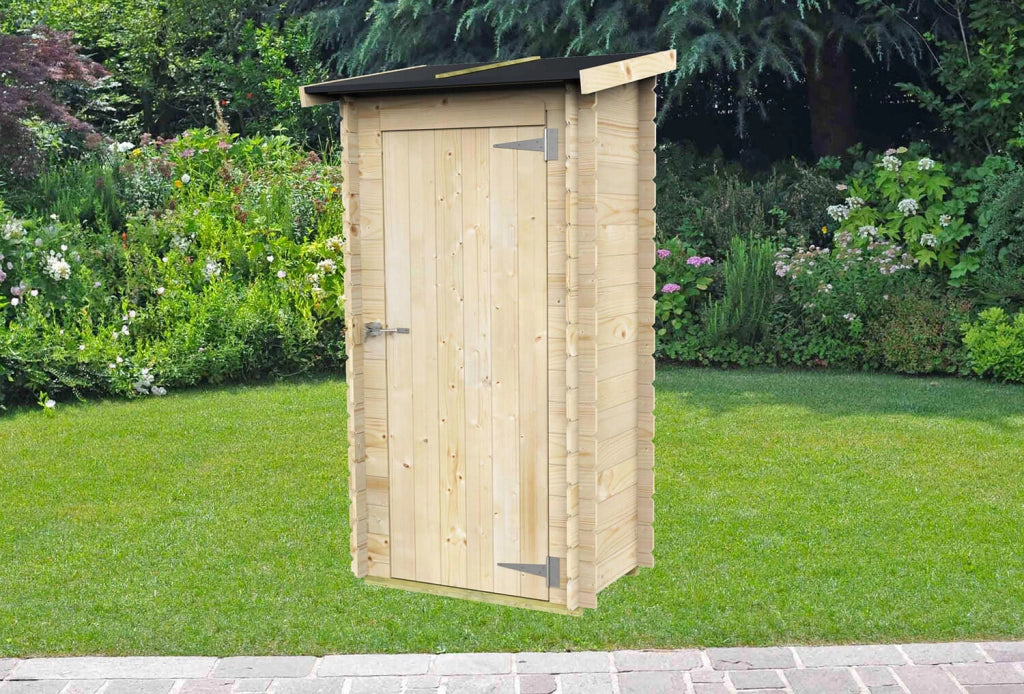 Casetta Box da Giardino per Attrezzi 94x64 cm con Porta Singola Cieca in Legno Naturale