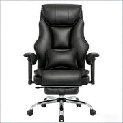 Sedia da ufficio ergonomica girevole e reclinabile con poggiapiedi e braccioli regolabili in PU nero