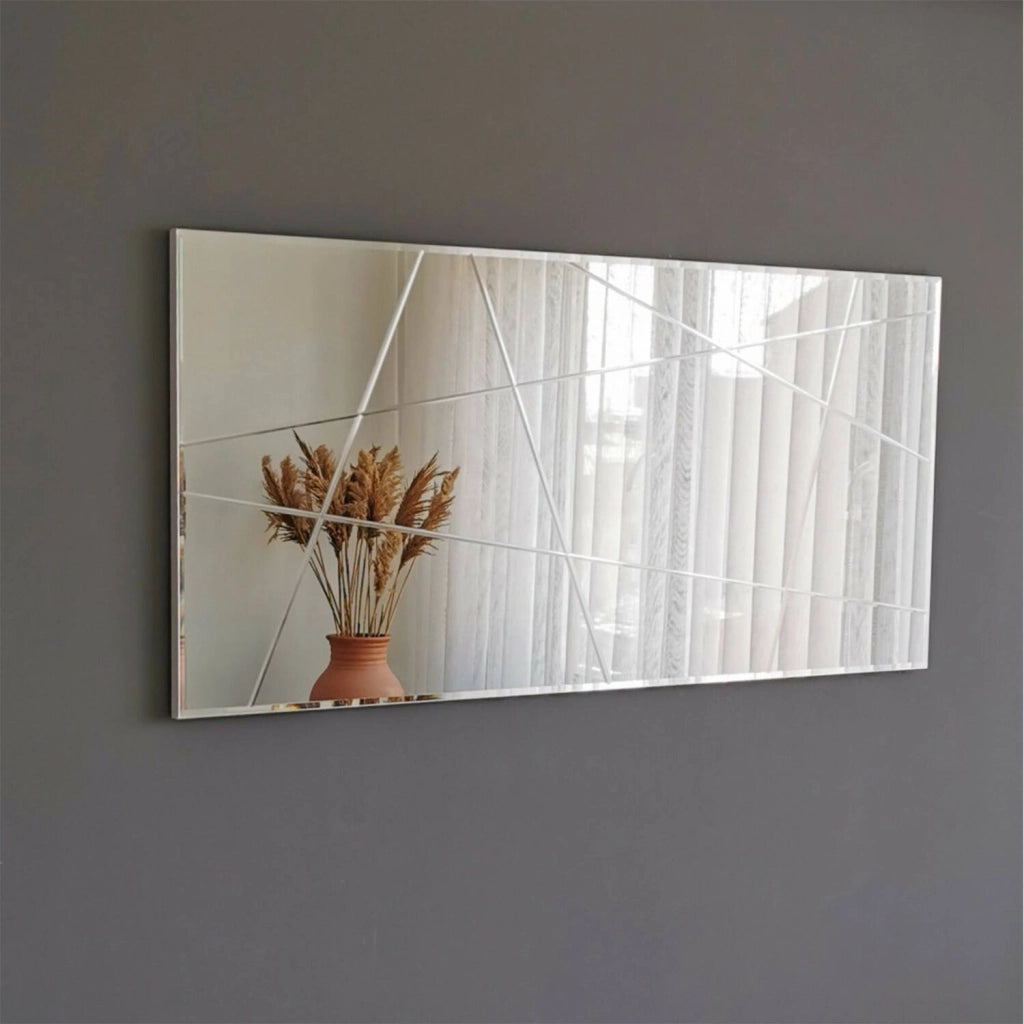 Thalatte, Specchio Materiale Struttura in Legno Nobilitato, 2.2x62h cm Argento