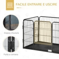 Box per Cani in Metallo con Porta e Vassoio sul Fondo, 125x78x80cm, Grigio