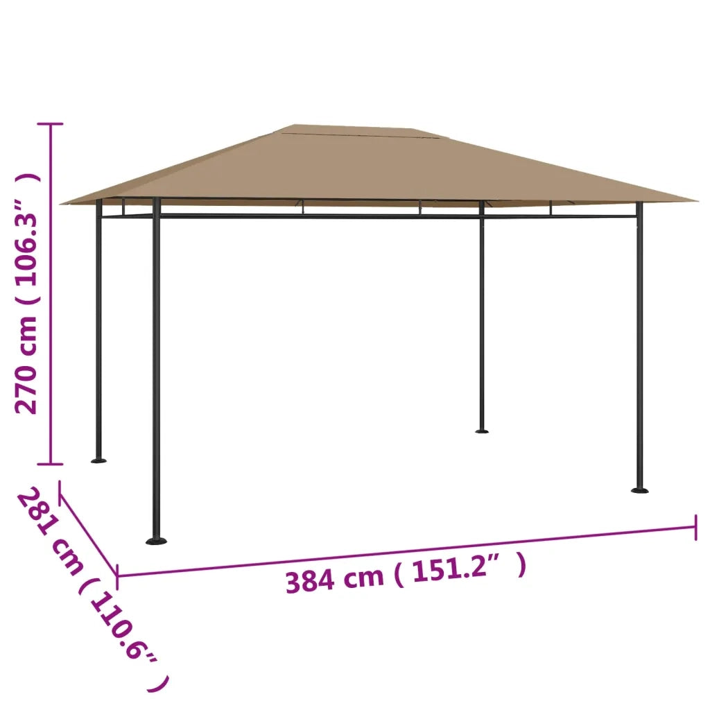Gazebo 384x281x270 cm Grigio Talpa 180 g/m² 313922