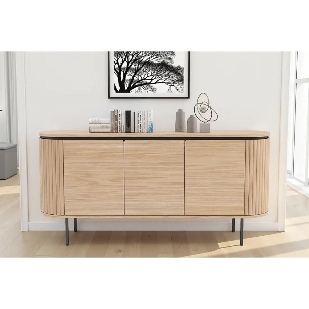 Buffet 160 cm 3 porte rovere chiaro e nero – Collezione SÖREN