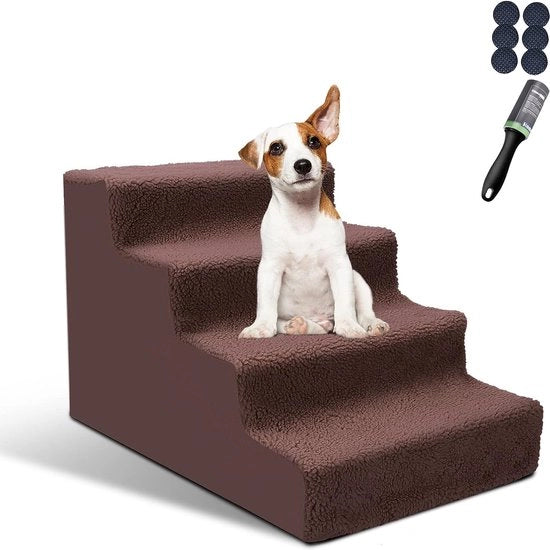 Trappola antiscivolo per cani con 4 gradini in plastica, copertura lavabile, adatta a letto a castello e divani, guanti da guida.