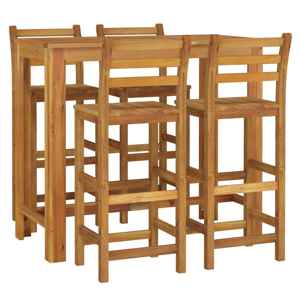 Set da pranzo da giardino 5 pezzi mobili da esterno legno massello di acacia 02_0013756