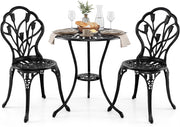 Set Tavolino e Sedie in Alluminio 3 Pezzi, Set Bistro da Esterno con Foro per Ombrellone, Mobili da Giardino per Cortile Patio Terrazza (Modello 2)