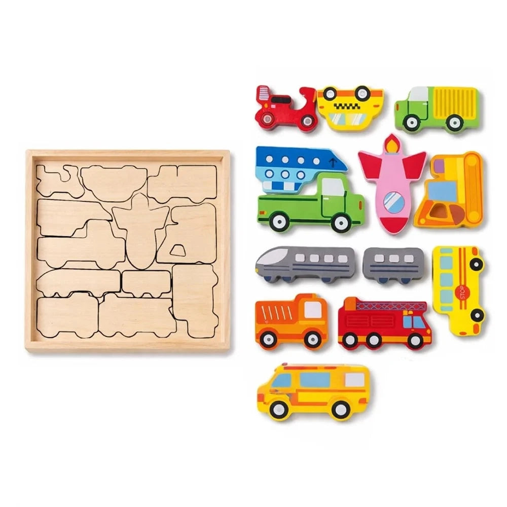 Trade Shop - Puzzle 3d A Incastro In Legno Forma Veicoli Per Bambini Gioco Da Tavolo Educativo 07939 -
