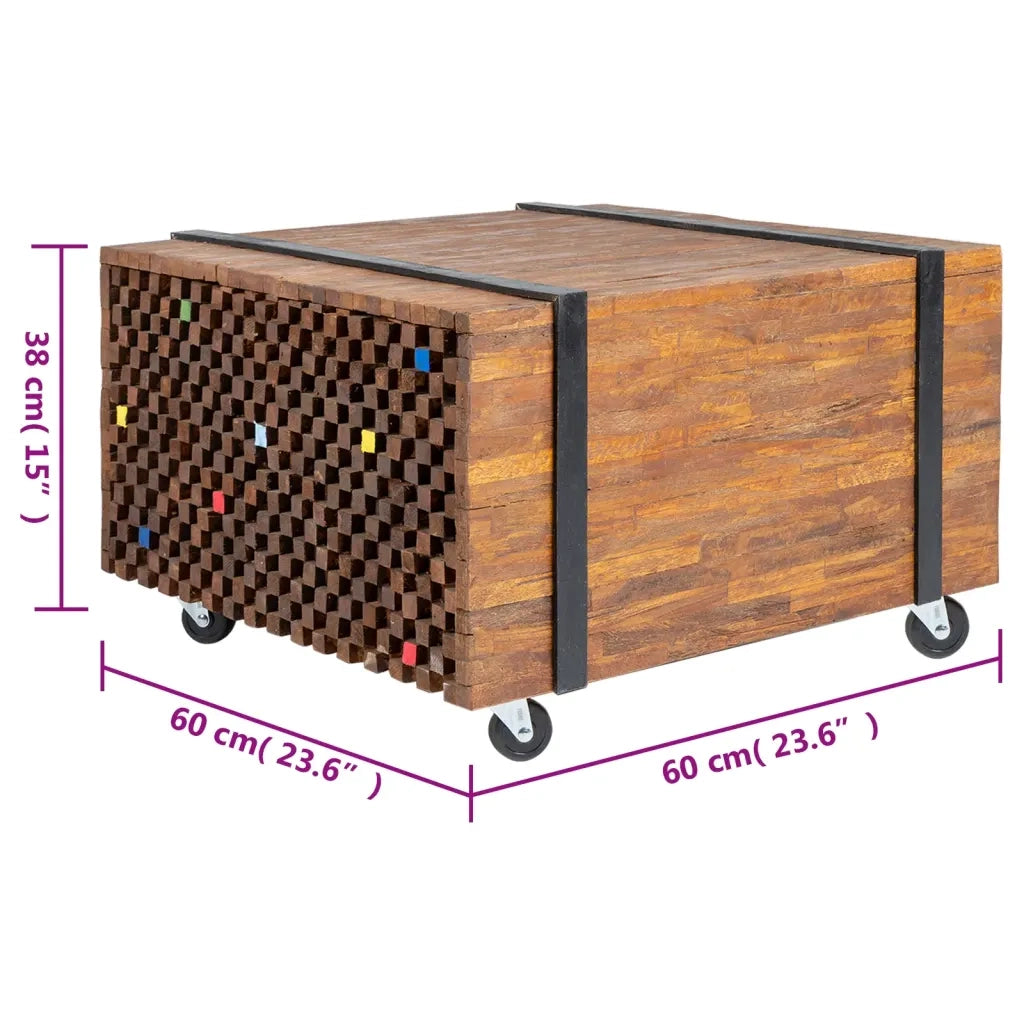 Tavolino Laterale in Legno di Teak 60x60x38 cm 244515