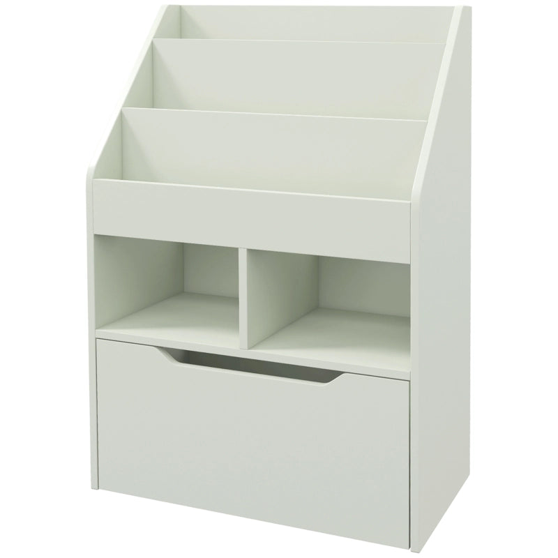 Libreria per bambini con cassetto e vani aperti, 60 x 29,9 x 90 cm, verde
