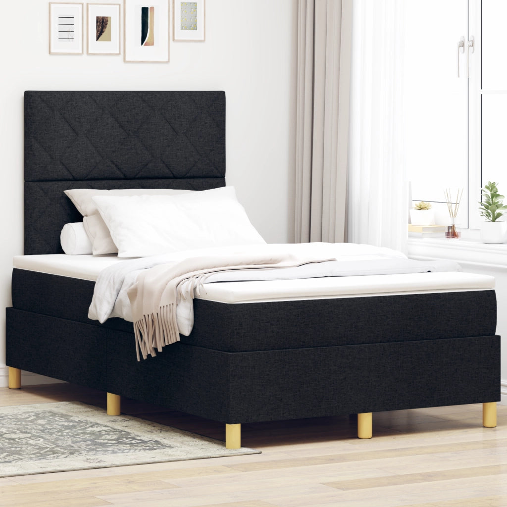 Letto Box Spring con materasso & LED nero 120x190 cm in tessuto