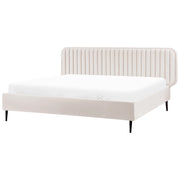 Letto matrimoniale UE Beige Rivestimento in velluto 180 x 200 cm Telaio Poggiatesta Gambe in metallo Design moderno Camera da letto