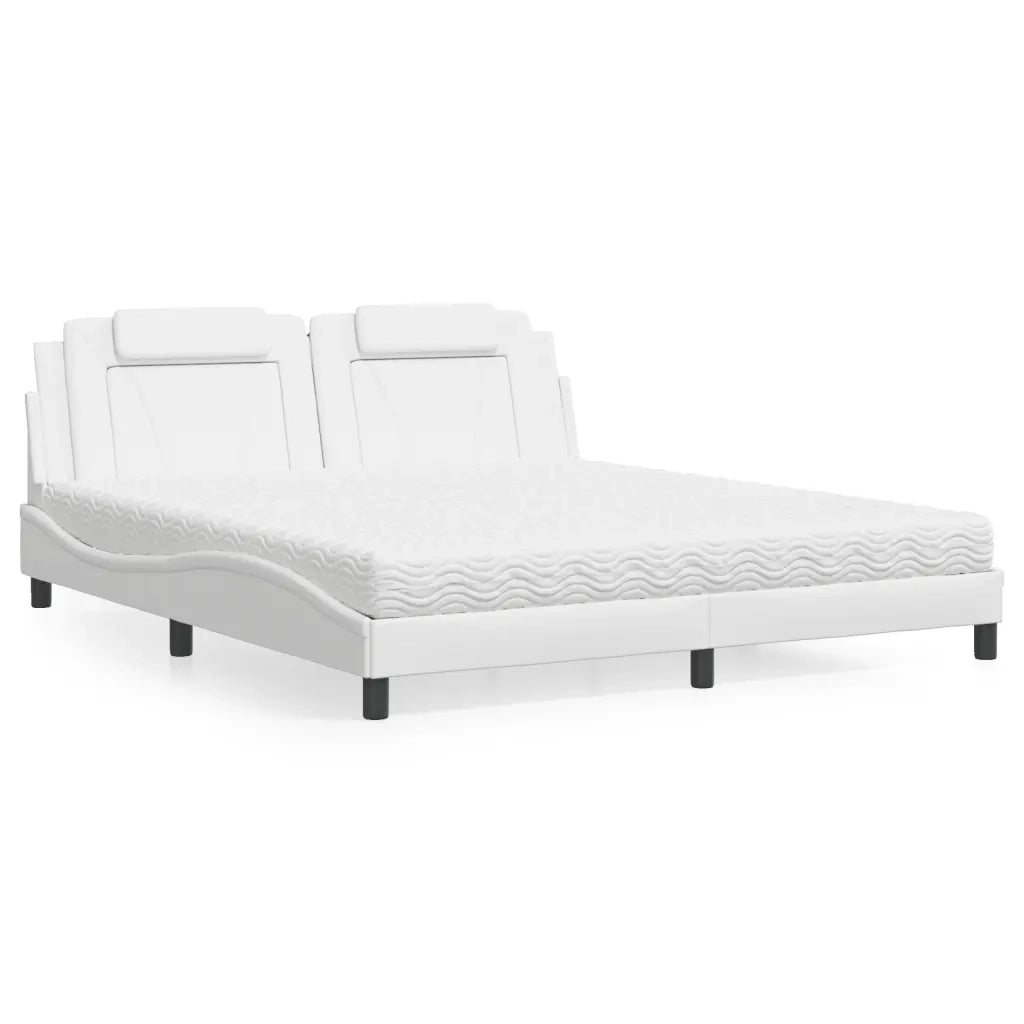vidaXL Letto con Materasso Bianco 180x200 cm in Similpelle