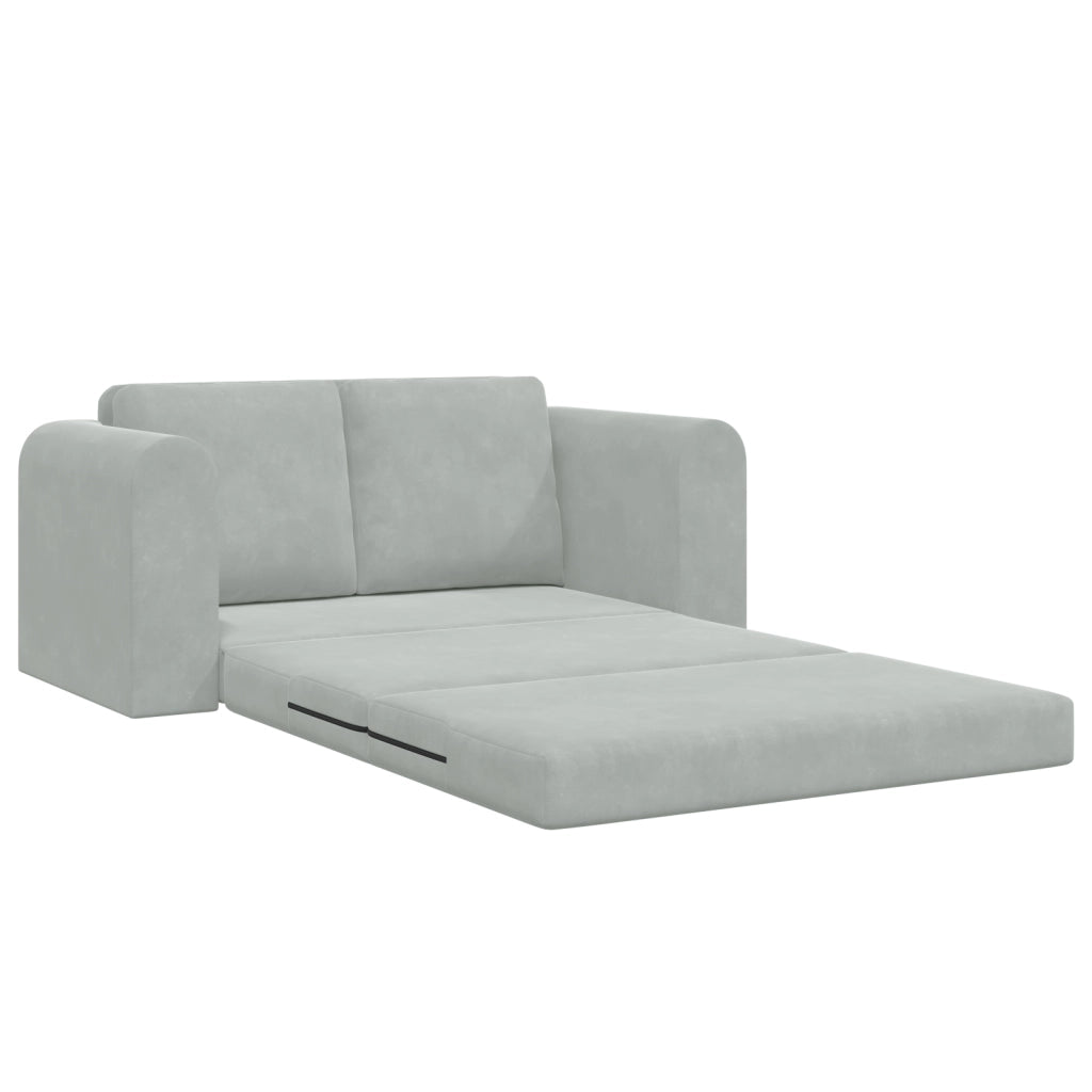Divano Letto vitaXL 2-in-1 Grigio Chiaro 148x71x83 cm Velour