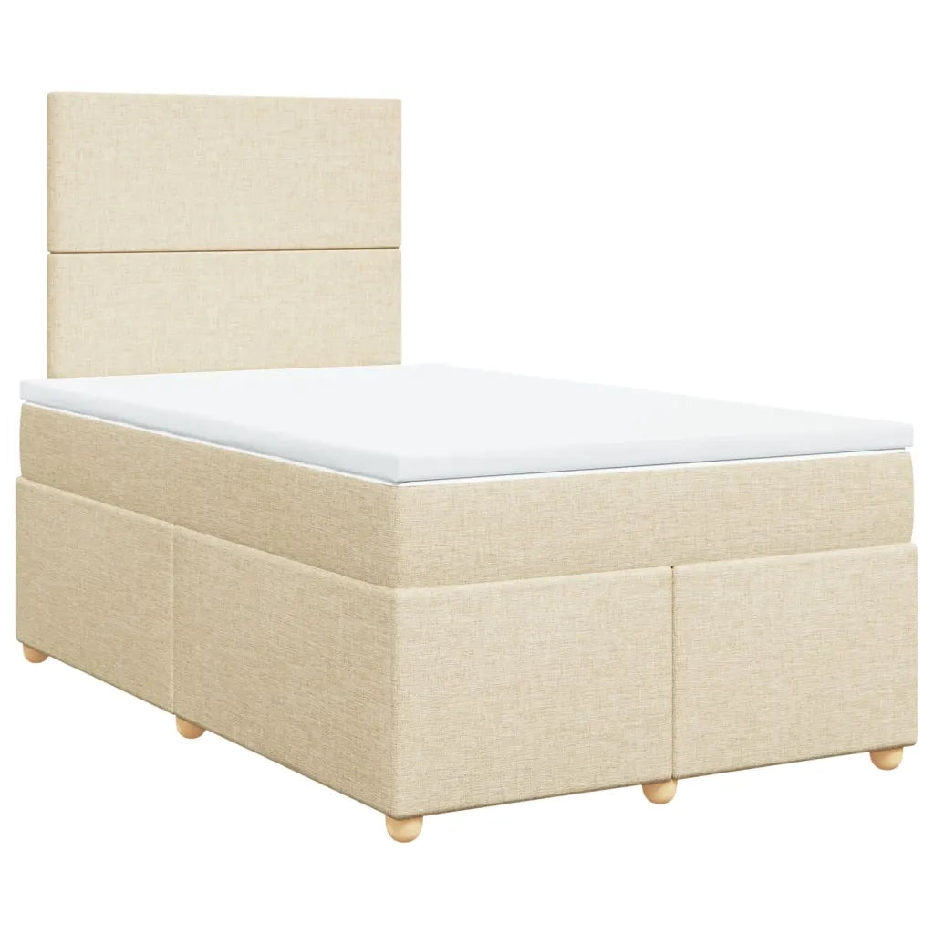 vidaXL Giroletto a Molle con Materasso Crema 120x190 cm in Tessuto
