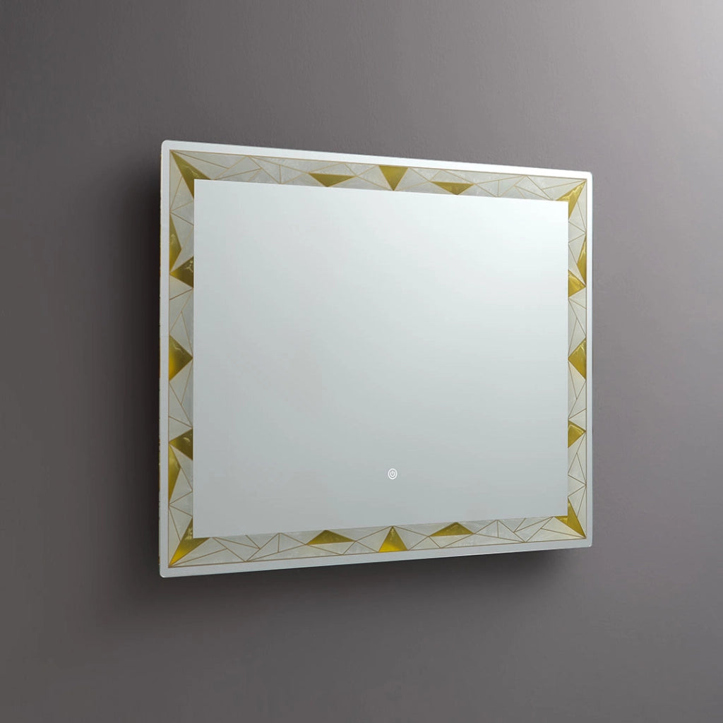 Specchio 90x70 con inserti satinati e led