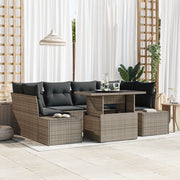 Set di SofÃ  da Giardino 7 Pezzi con Cuscini Grigio in Rattan Polietilene