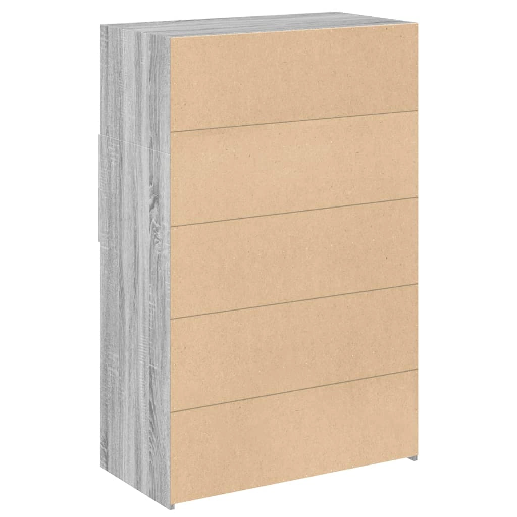 Buffet credenza cassettiera armadio mobile contenitore organizer cucina soggiorno salotto rovere Sonoma alto 80 x 42,5 x 124 cm legno ingegnerizzato grigio 02_0035633