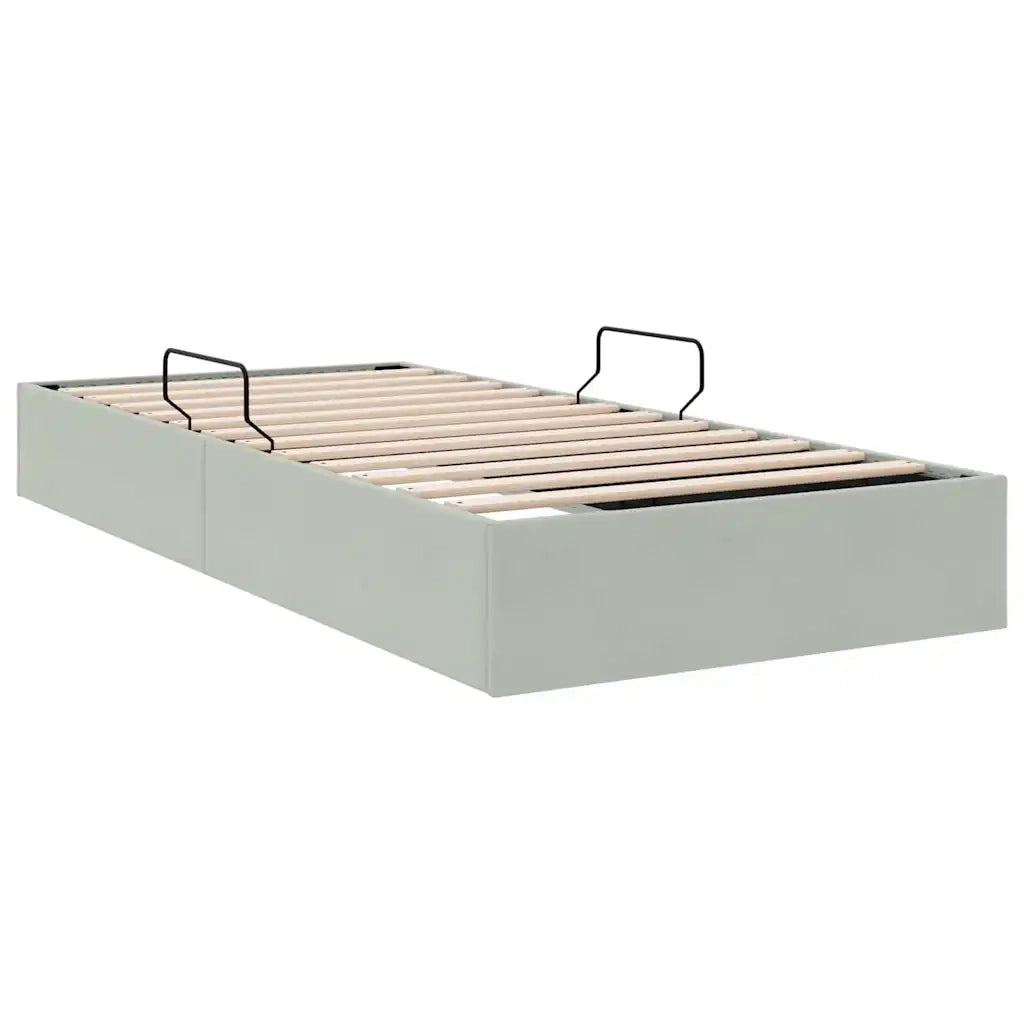 Letto con Contenitore Grigio Chiaro 100 x 190 cm Velluto 3370130