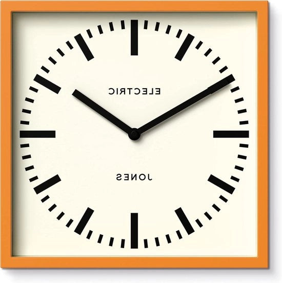 Orologio Ferroviario Dial Quadrato - Pendente Quadrato - Orologio Retro Design - Cassetta Colorata - Dial Ferroviario - Arancione