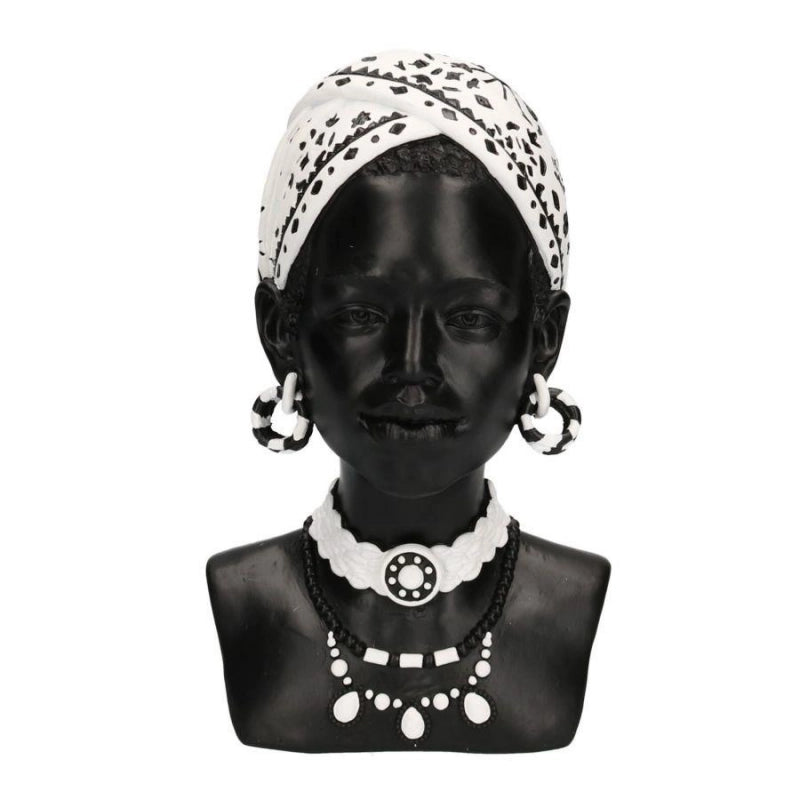 Statua resina busto donna africana cm 18x20h30