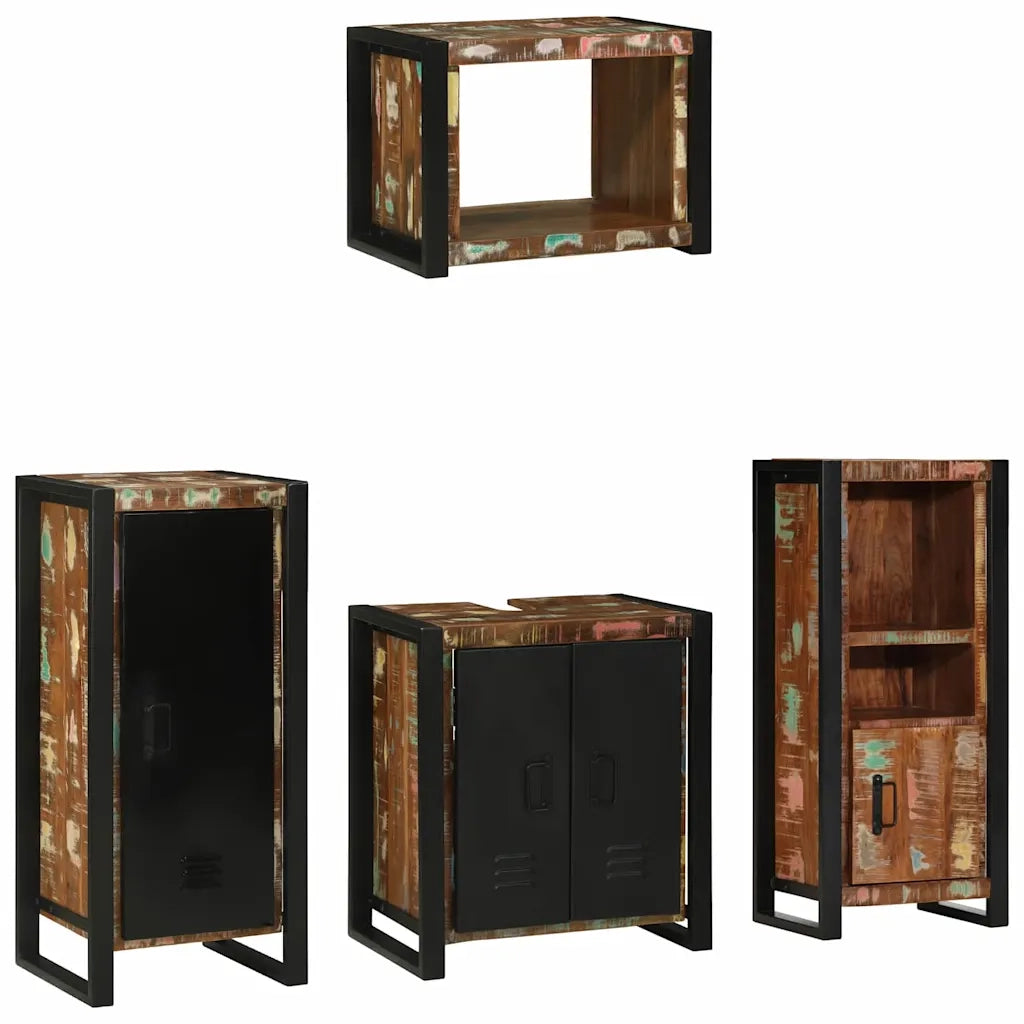 Set di mobili per il bagno 4 pcs Legno Recuperato Massello