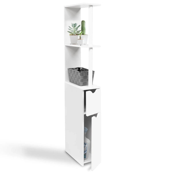 IDMarket - Scaffalatura per toilette in legno bianco con 2 ante bianche WILLY