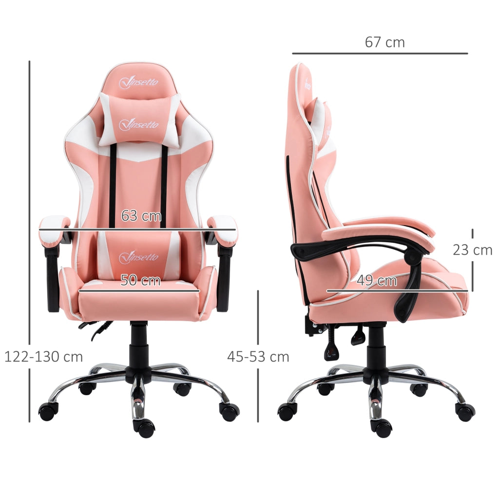 Sedia Gaming con Schienale Reclinabile ¨C zephmum ¨C Rosa 63x67x122-130 cm
