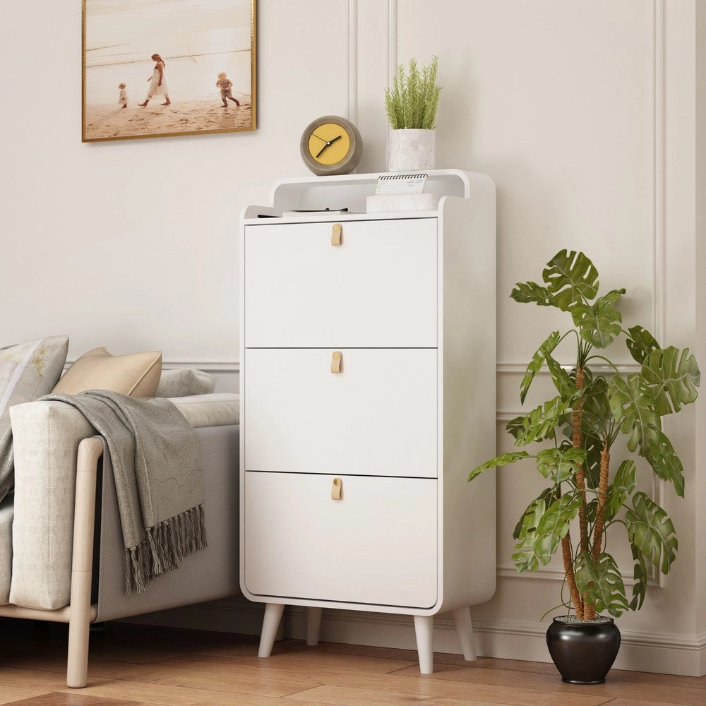 Scarpiera Slim con Ante Ribaltabili e Ripiani ¨C MINIMAL ¨C Bianco