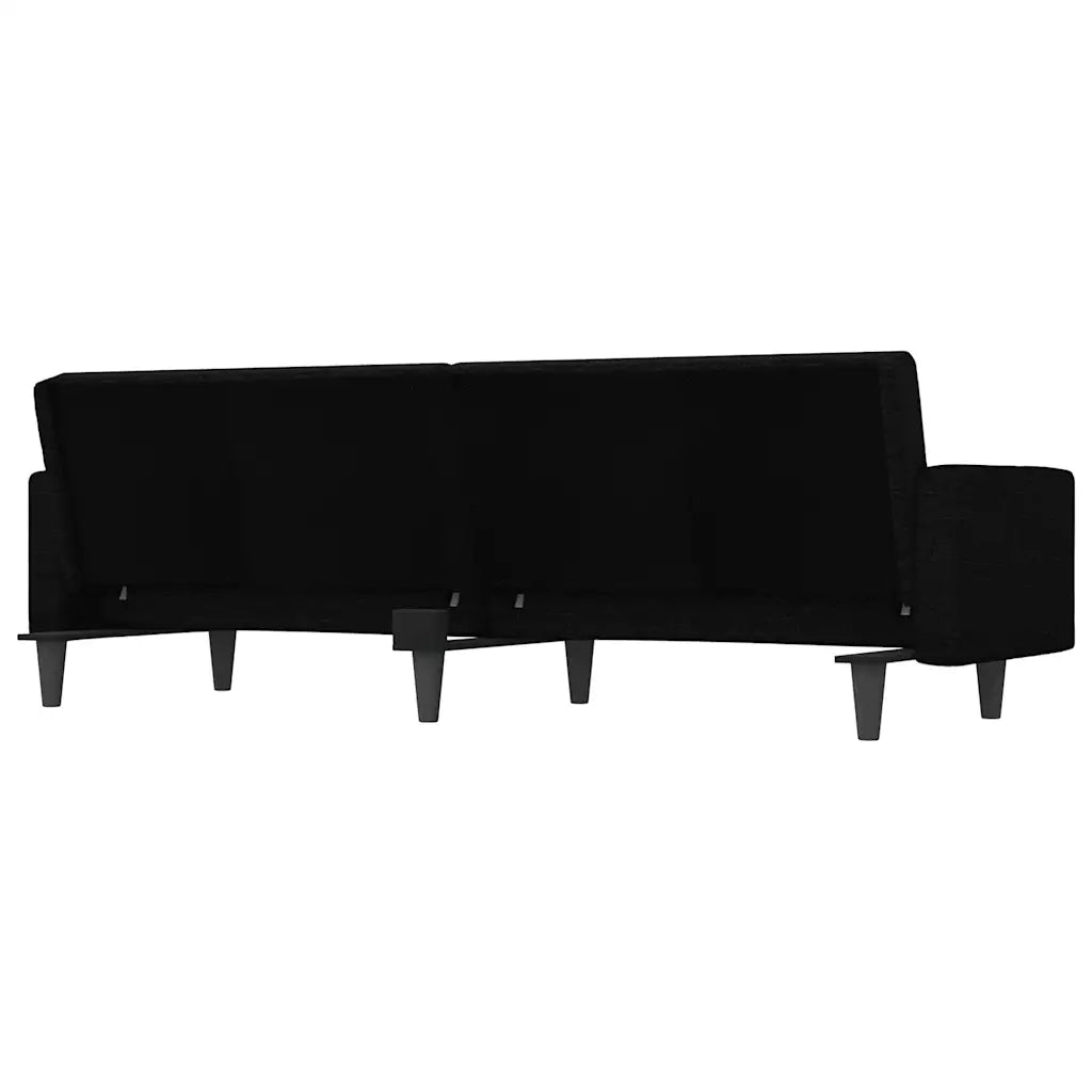 Divano Letto con Cuscini Nero in Tessuto 351877